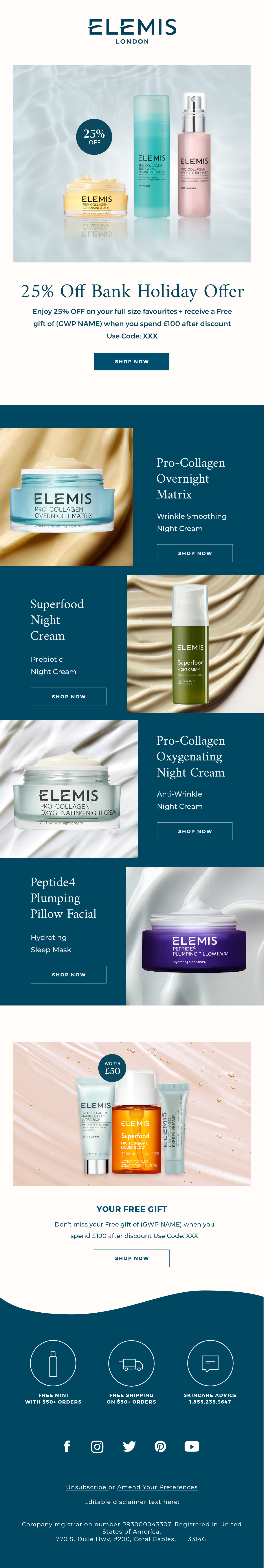 Elemis last chance email, desktop design
