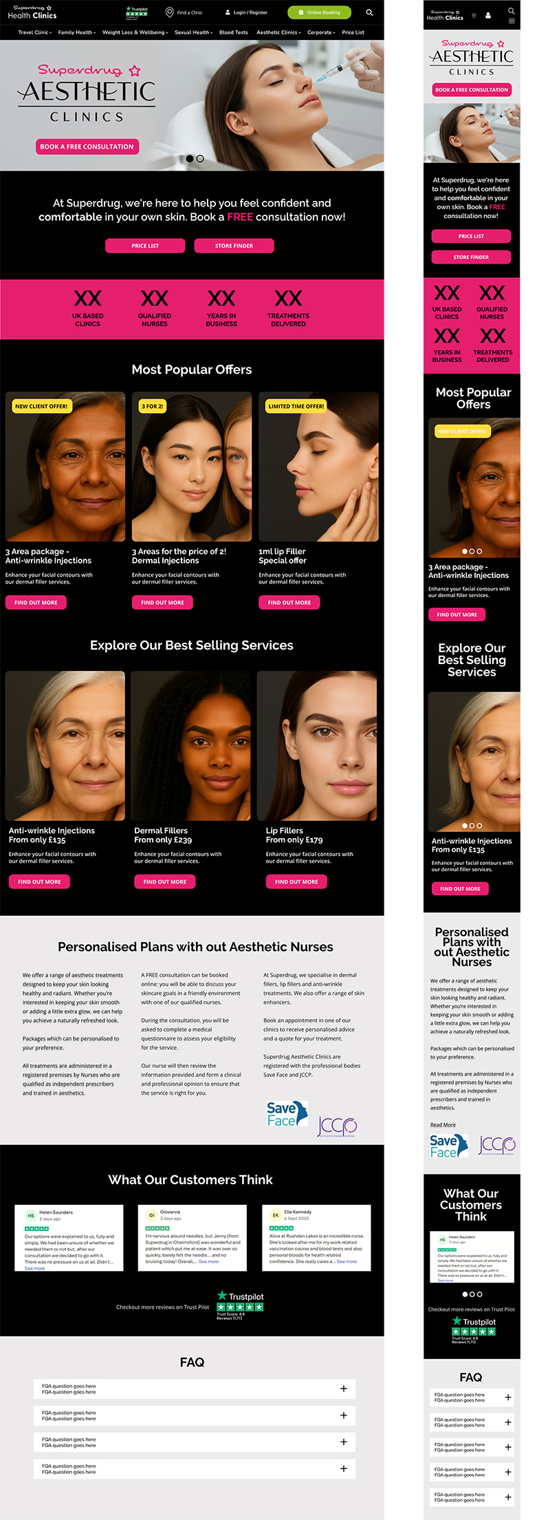 Superdrug Aesthetics Clinic homepage