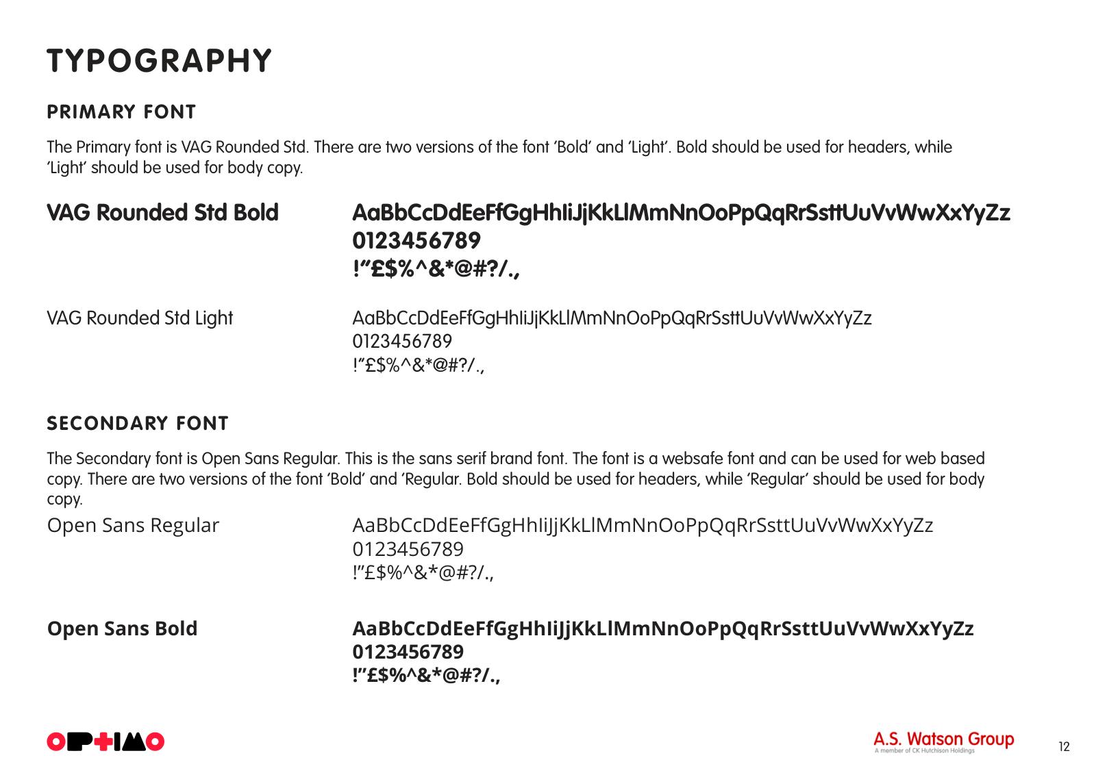 Optimo brand guidelines, page 12