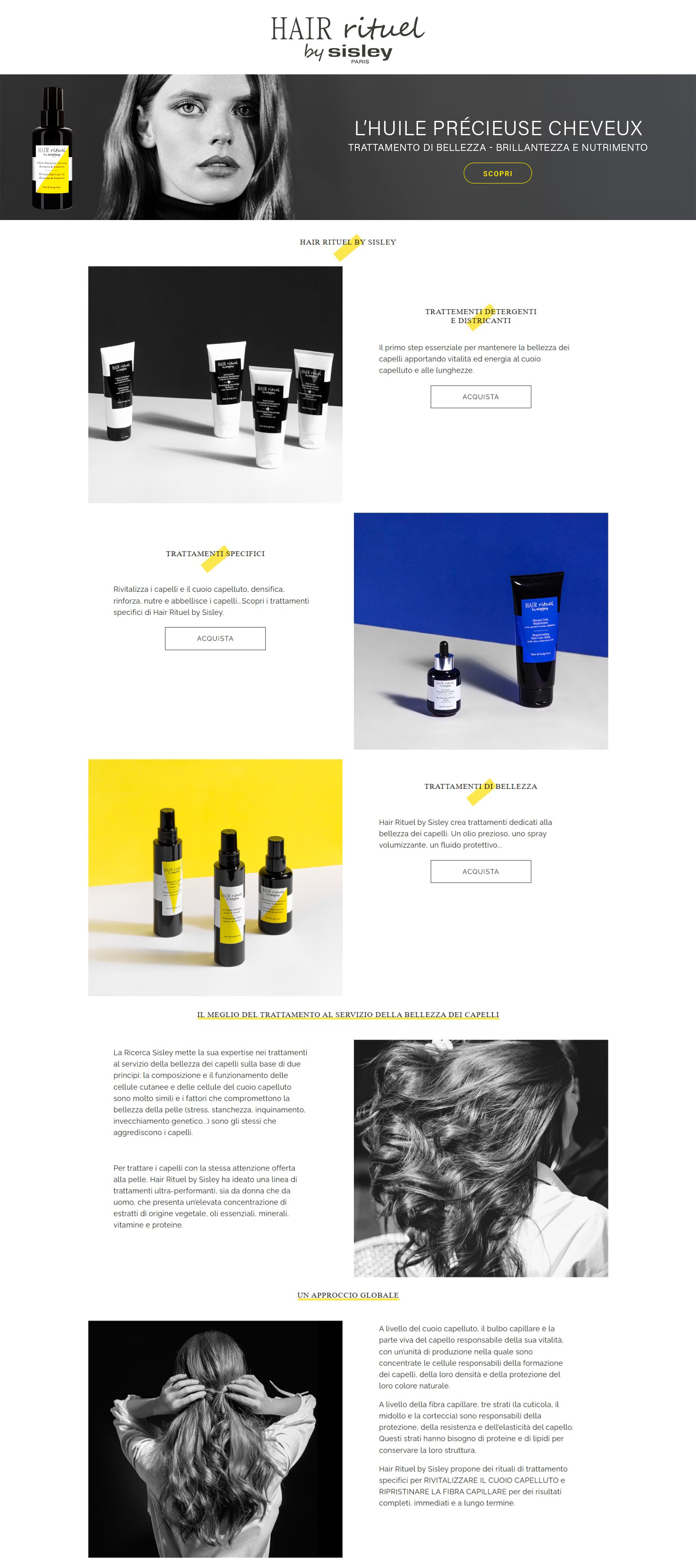 Sisley Hair Rituel brand page — full-length desktop layout